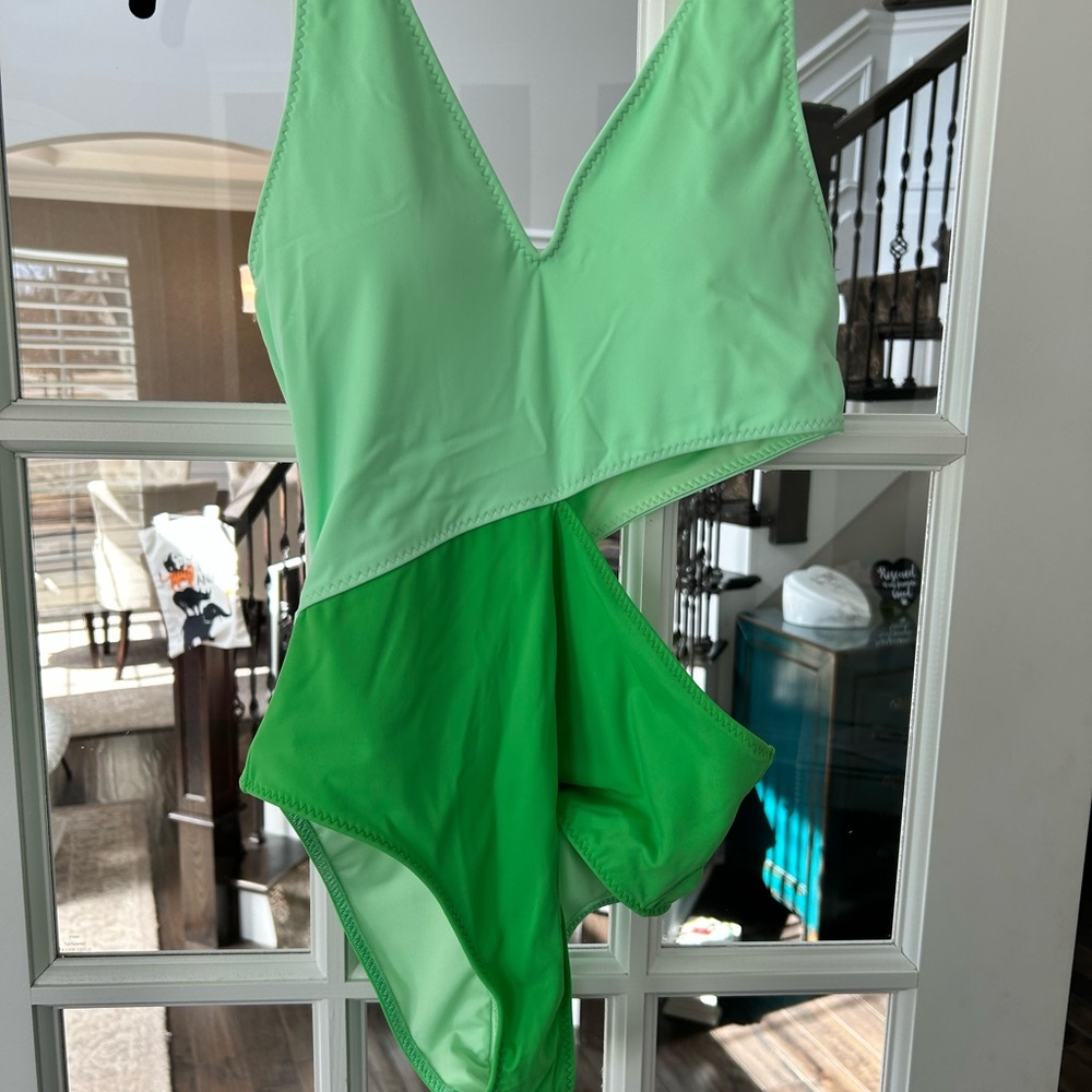 Green Asymmetrical One-Piece Swimsuit